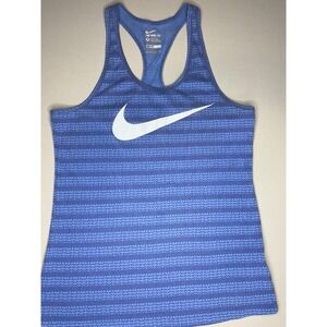 Nike Women's Blue Striped Dri Fit Tank Top Size Medium